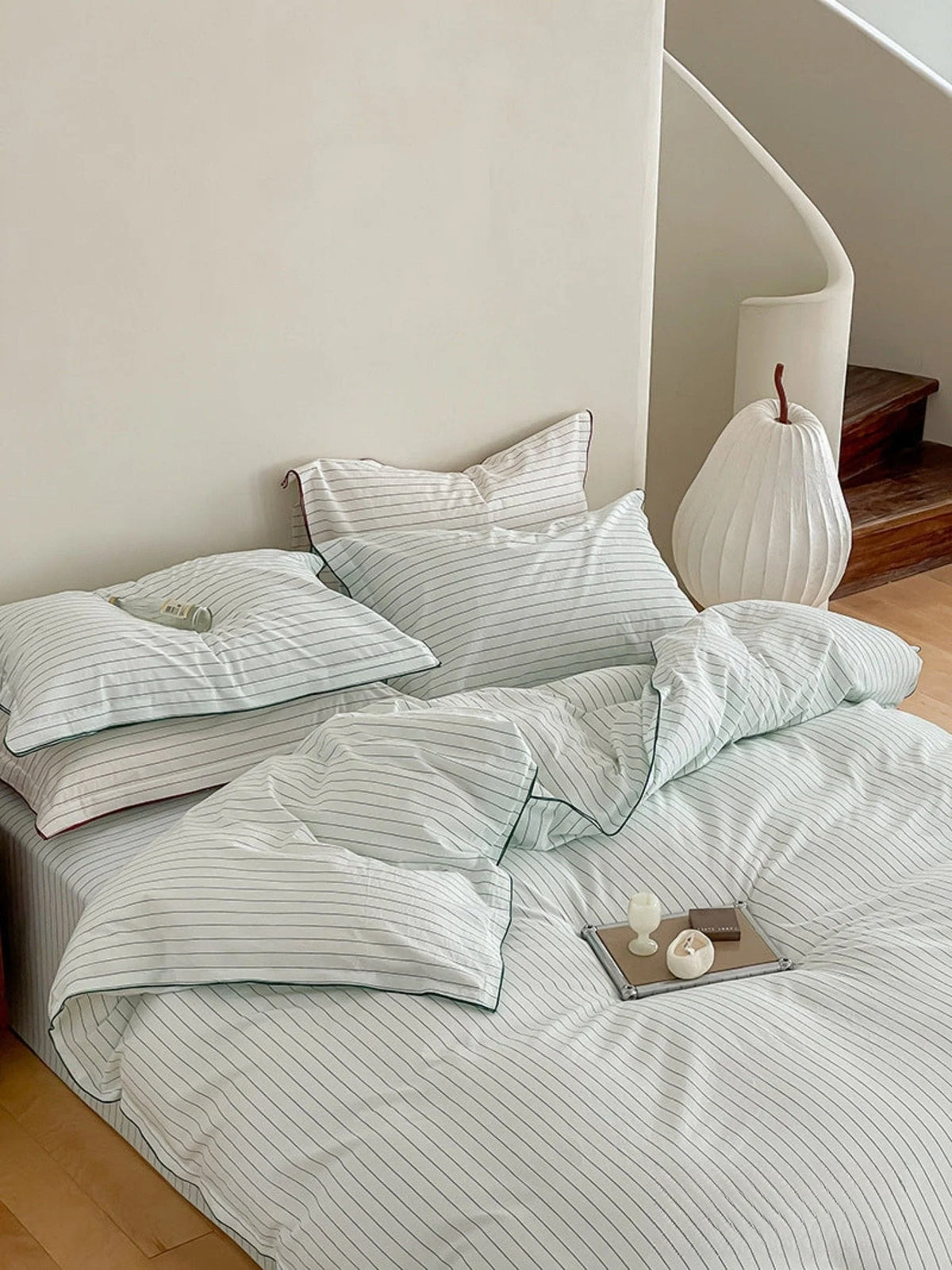 Ashcombe striped cotton bedding detail