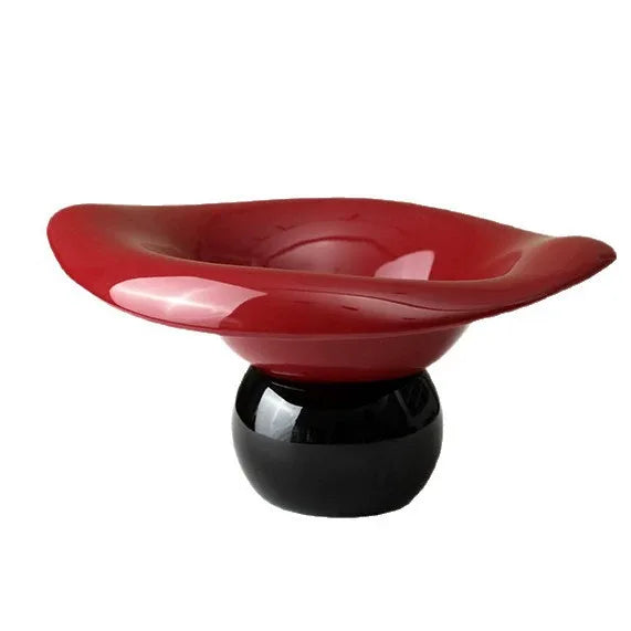 Wavy-Rim Ceramic Pedestal Fruit Bowl with Drainage Base