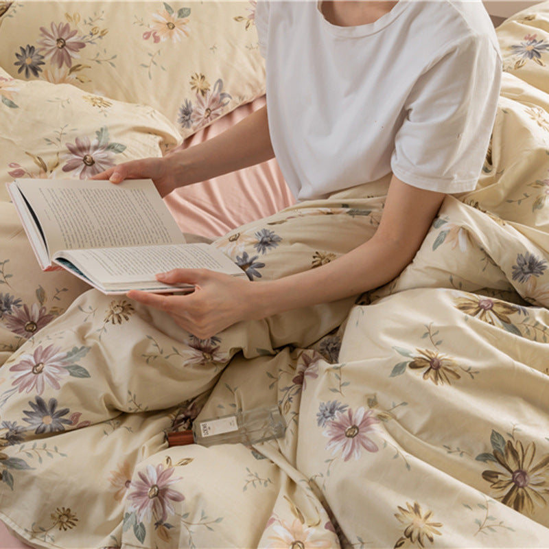 Cream Pastel Garden Cotton Bedding Set with coordinating bedding — view 5