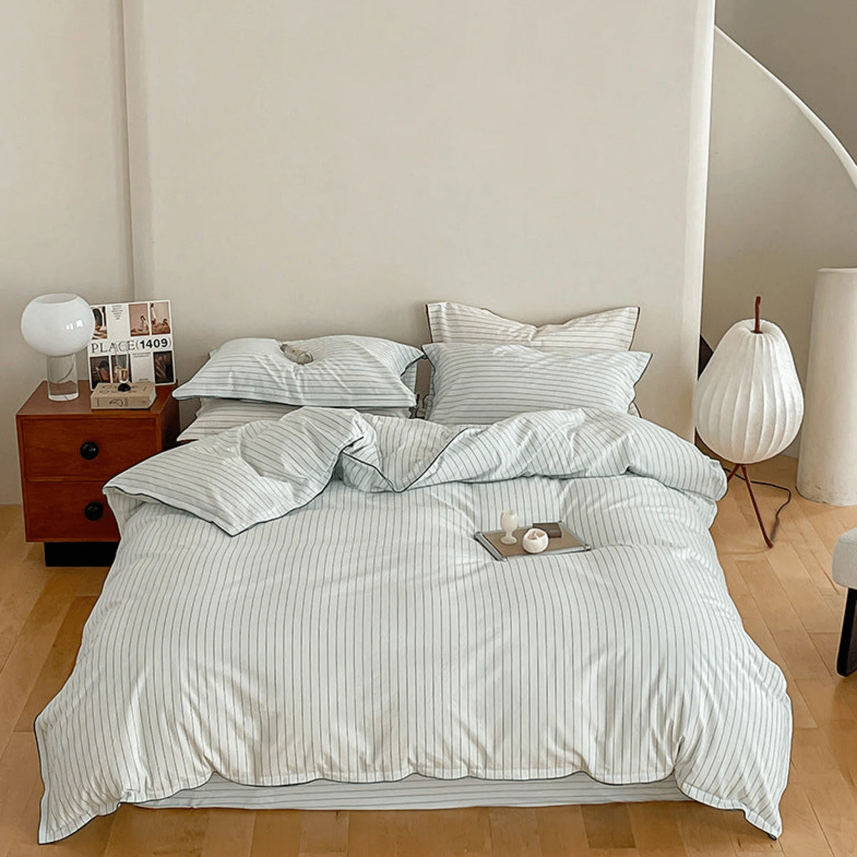 Ashcombe striped cotton bedding detail