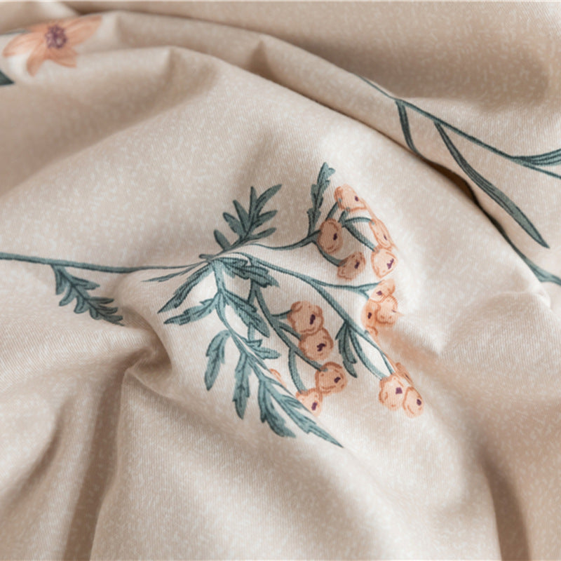 Ivory Lavender Sprig Cotton Bedding Set with coordinating bedding — fabric detail