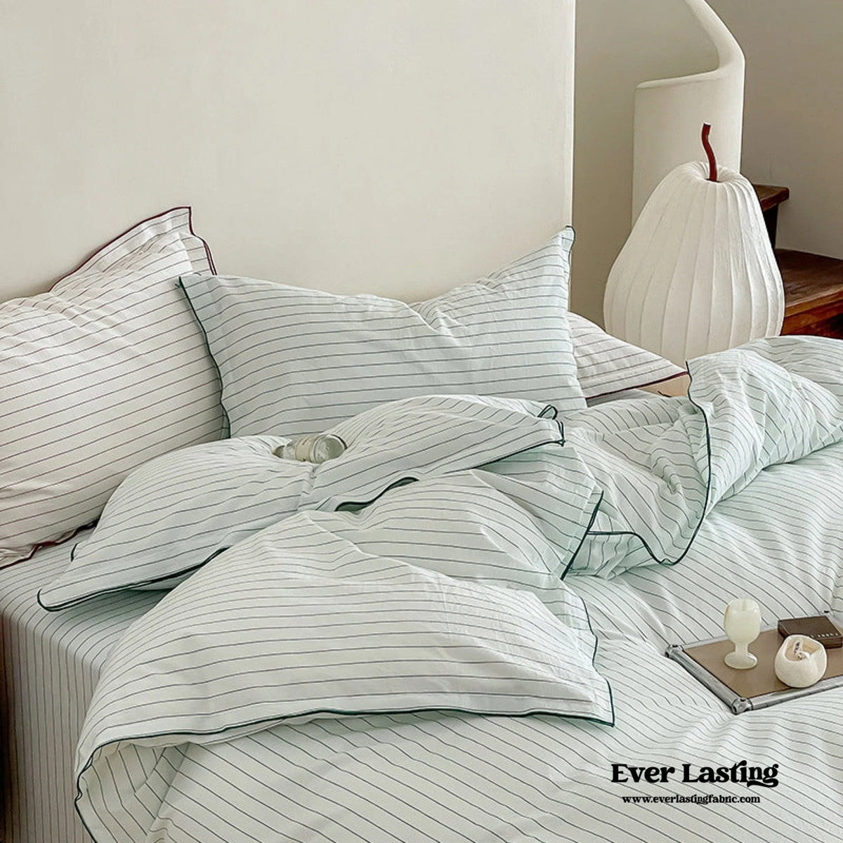 Ashcombe striped cotton bedding detail