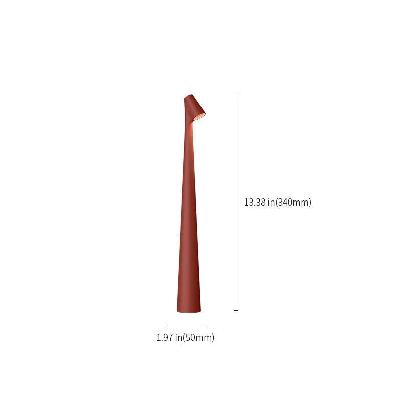 A single M-size terracotta red cordless touch lamp on a white background.