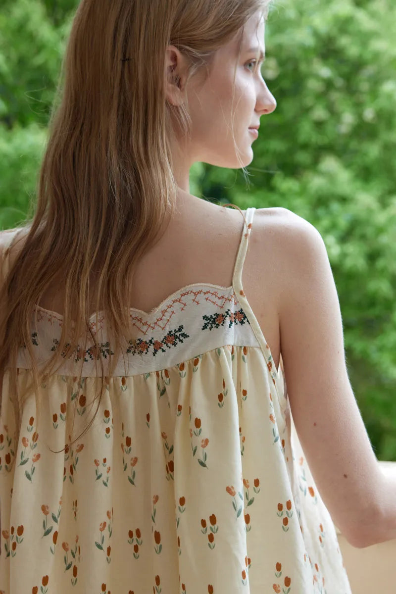 Close Up Back Detail of Adjustable Straps and Embroidery - RoomDen