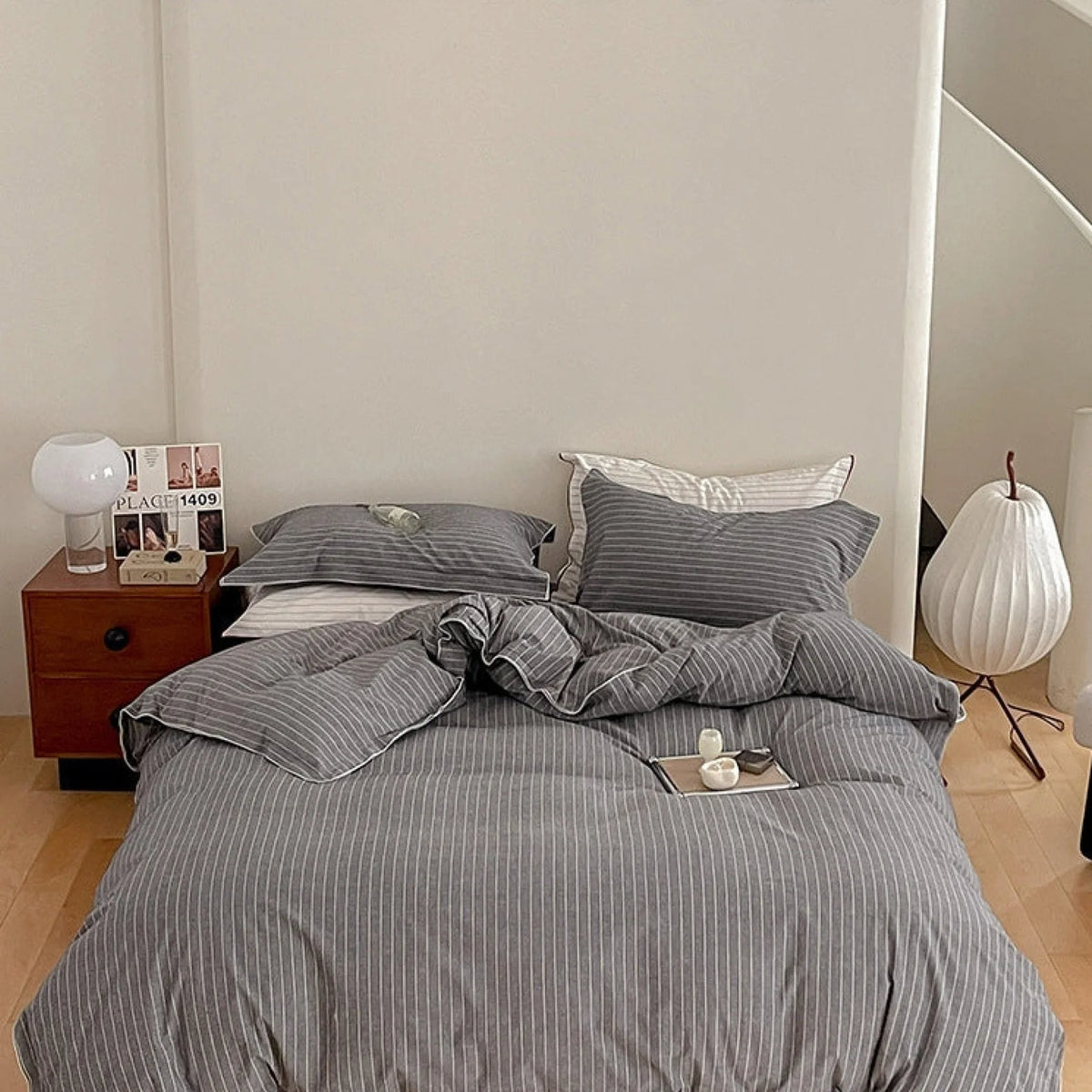 Ashcombe striped cotton bedding detail