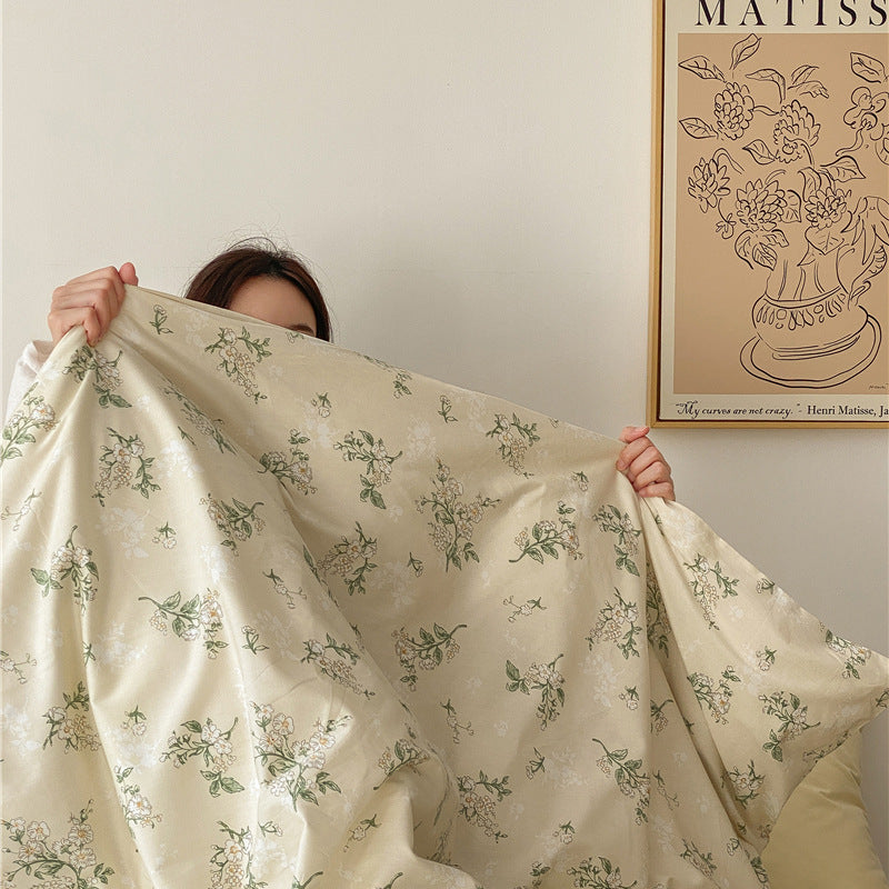 Cream Muted Botanical Cotton Bedding Set with coordinating bedding — view 9