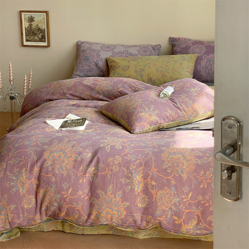 Ornella Butter Yellow Ornament bedding set – butter yellow ornament, bedroom view of the duvet and pillows, view 1 - Roomden