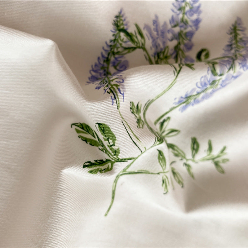 Ivory Wildflower Bouquet Cotton Bedding Set with coordinating bedding — fabric detail
