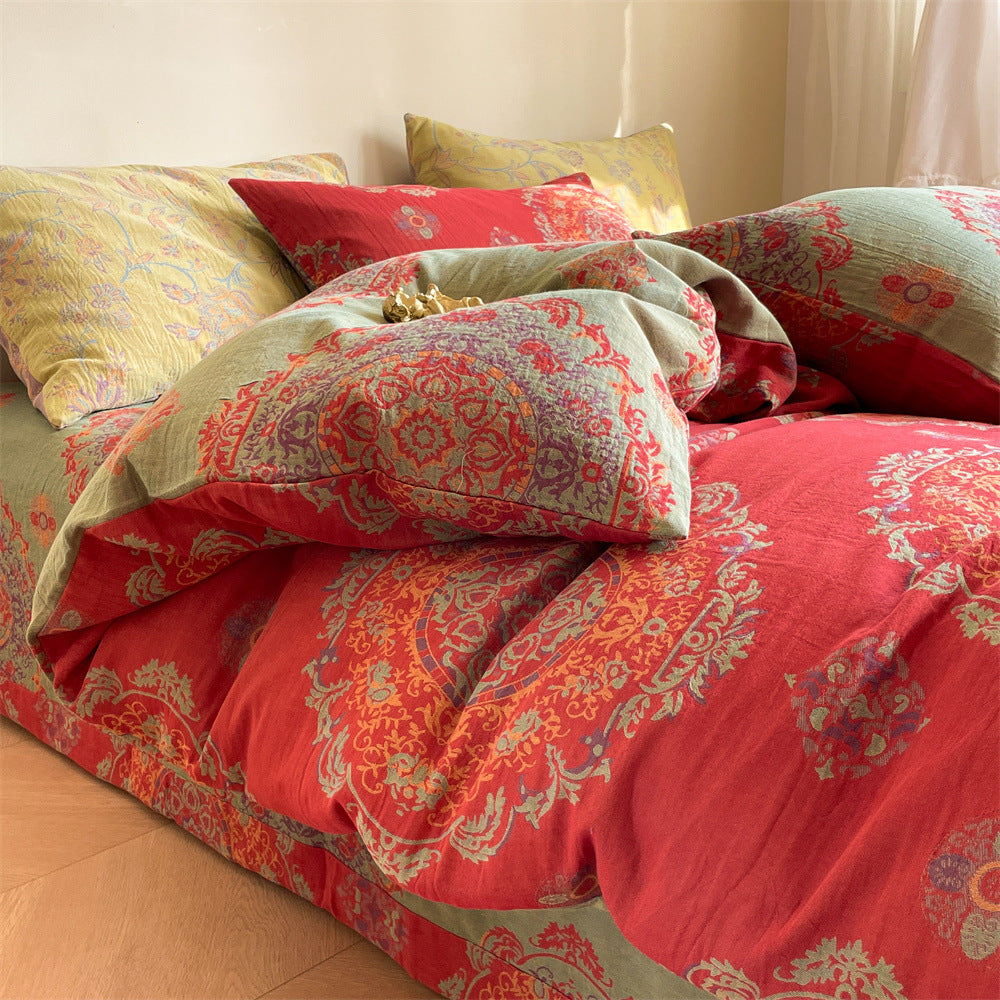 Ornella Vermilion Medallion bedding set – vermilion medallion, bedroom view of the duvet and pillows, view 5 - Roomden