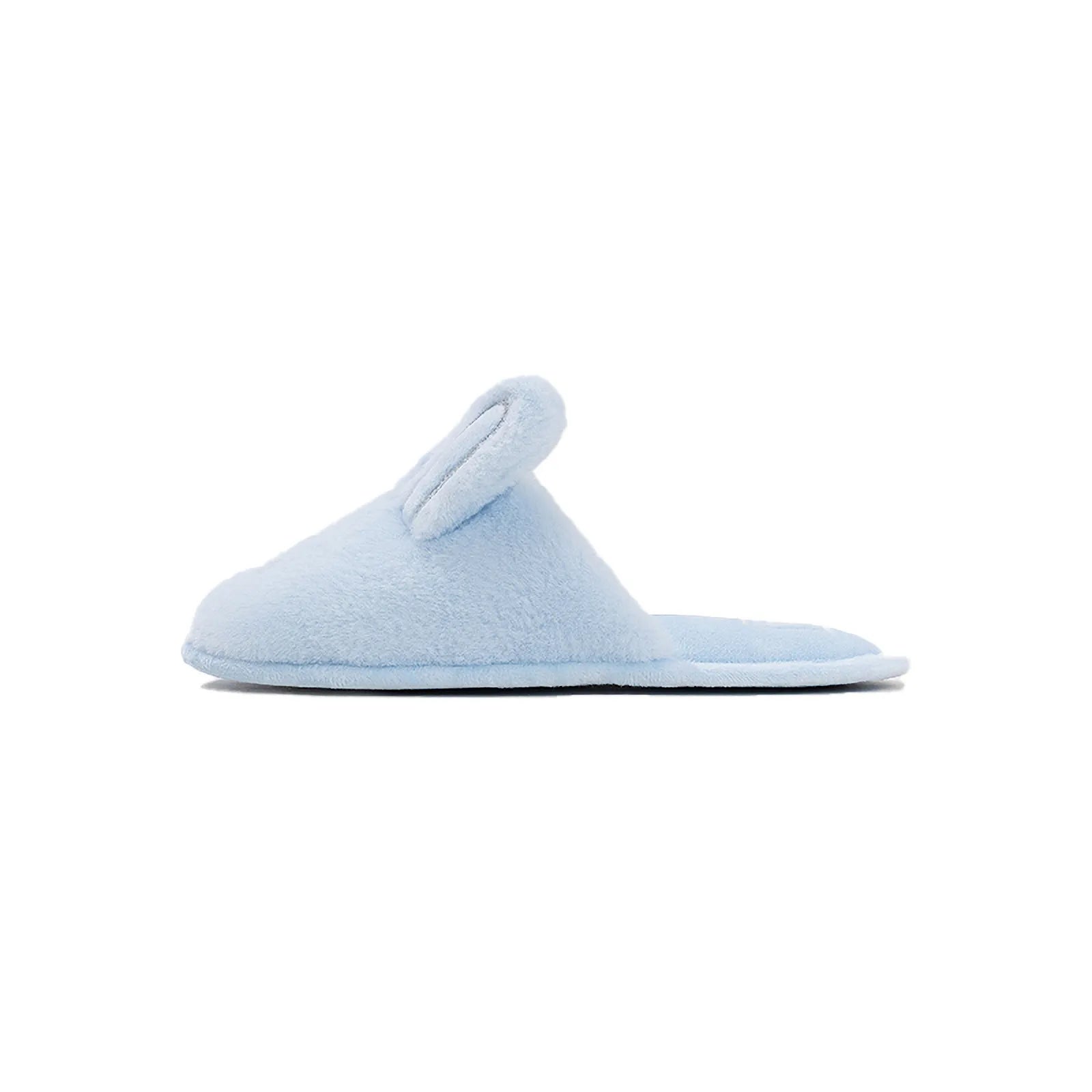 Side profile of pink bunny slipper with silver ear detail - RoomDen