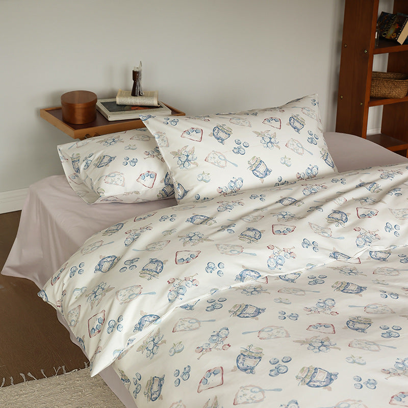 Ivory Blueberry Breakfast Cotton Bedding Set with coordinating bedding — view 2