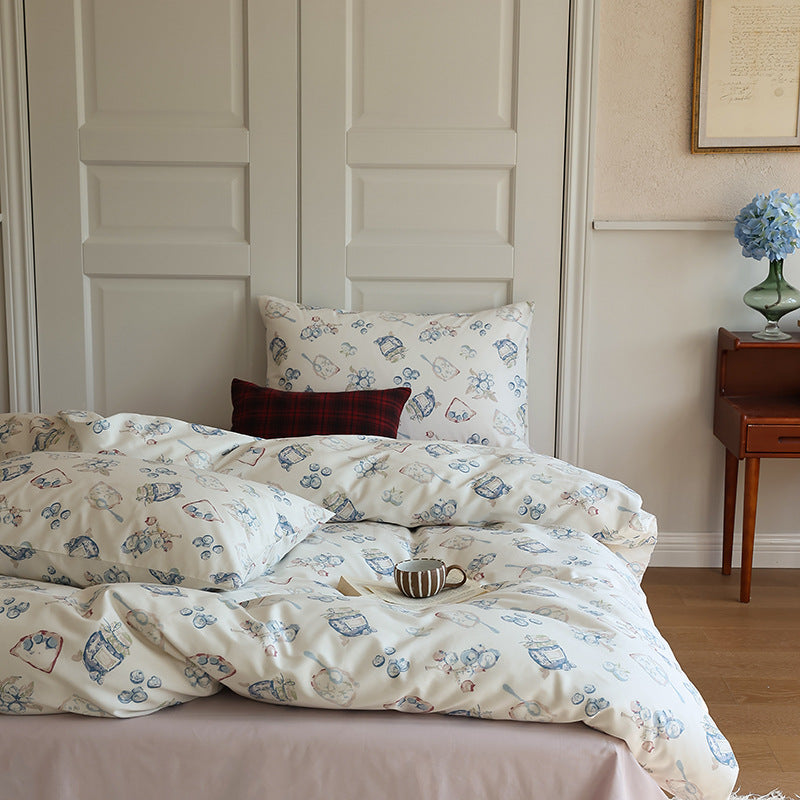 Ivory Blueberry Breakfast Cotton Bedding Set with coordinating bedding — view 3