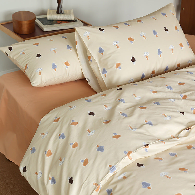 Buttercream Tiny Mushroom Cotton Bedding Set with coordinating bedding — view 4