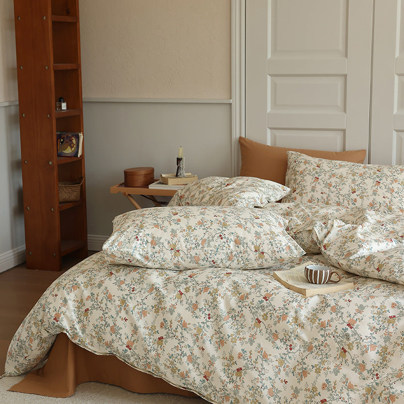 Ivory Autumn Garden Cotton Bedding Set with coordinating bedding — view 2