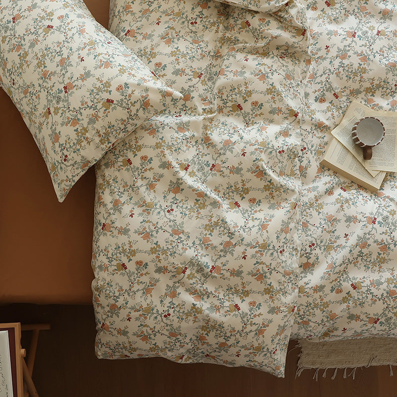 Ivory Autumn Garden Cotton Bedding Set with coordinating bedding — fabric detail