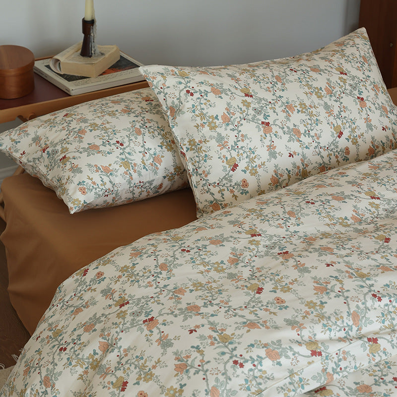Ivory Autumn Garden Cotton Bedding Set with coordinating bedding — view 4