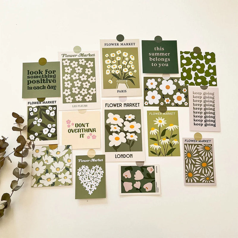 Matte Botanical Daisy & Quote Cardstock Wall Collage Kit