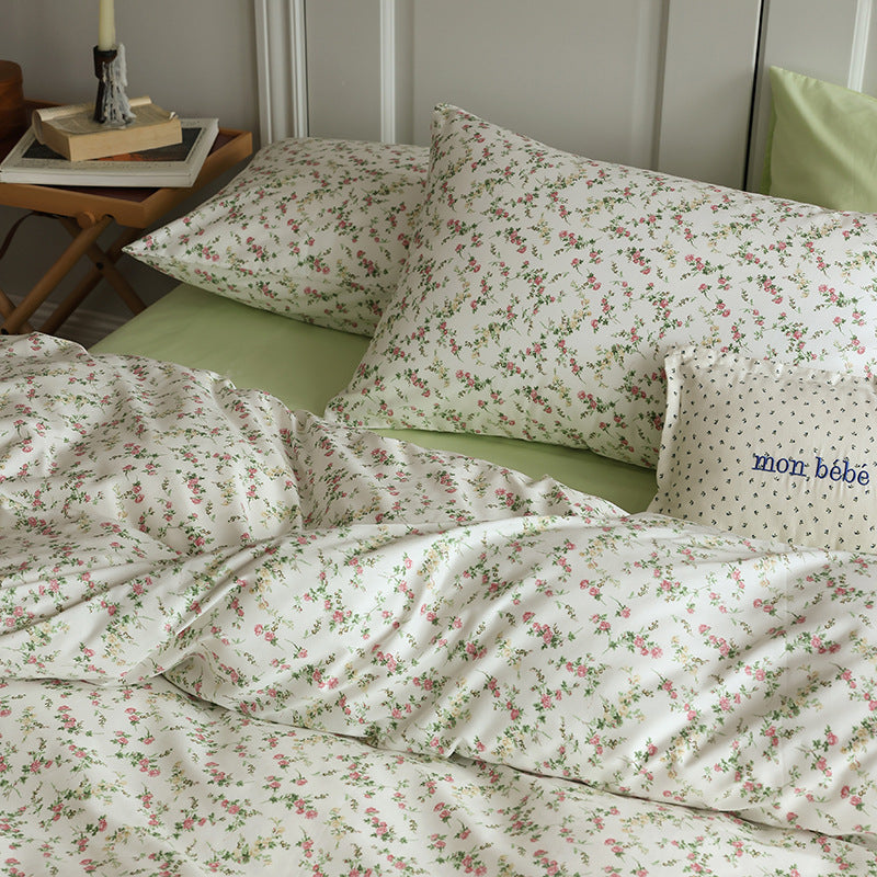 Ivory Petite Pink Floral Cotton Bedding Set with coordinating bedding — view 2