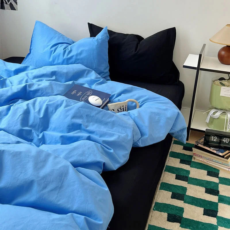 Close up of Blue Pillow and Duvet texture