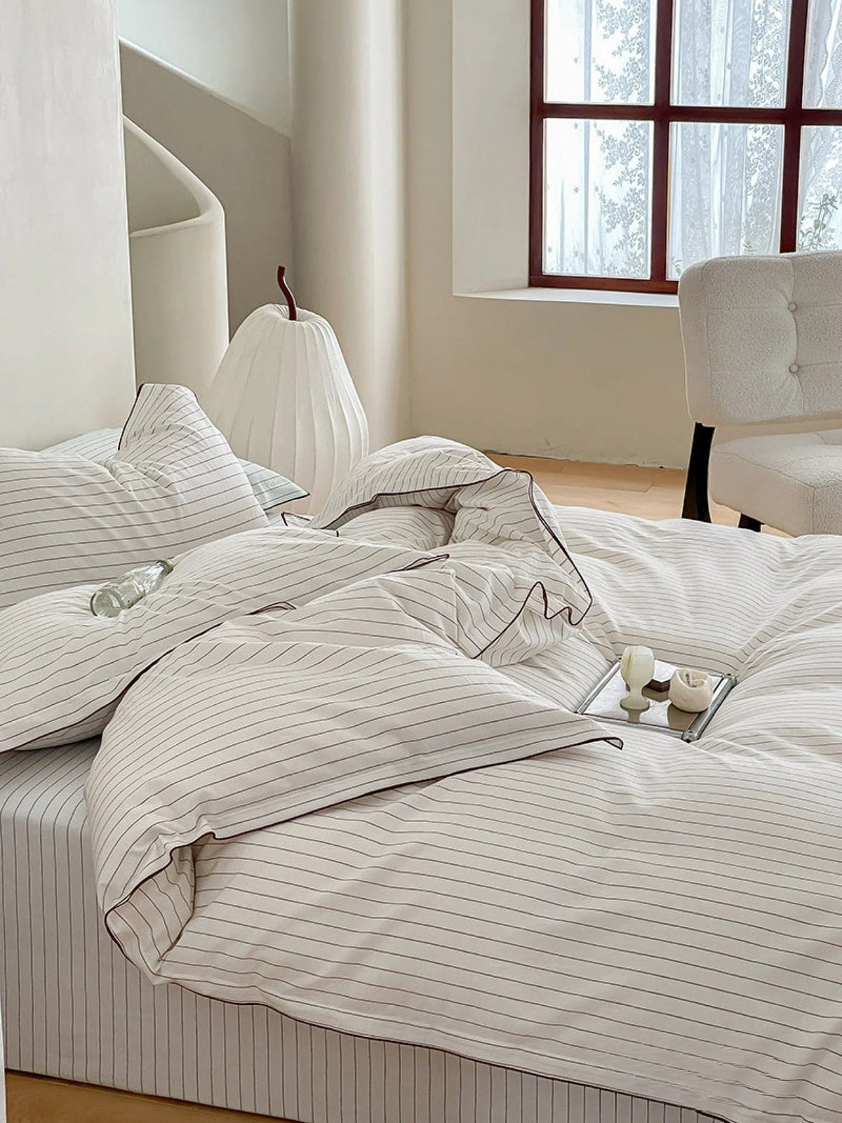 Ashcombe striped cotton bedding detail