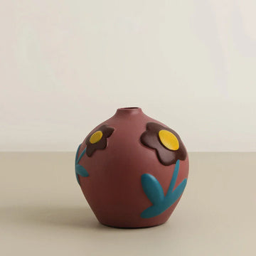 Matte Pop Art Floral Ceramic Vase