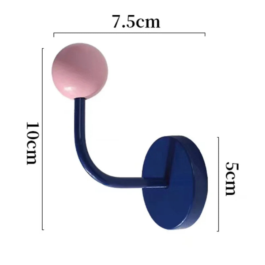 Dimensions diagram of the Pink & Blue Color Block Metal Decorative Hook - RoomDen.