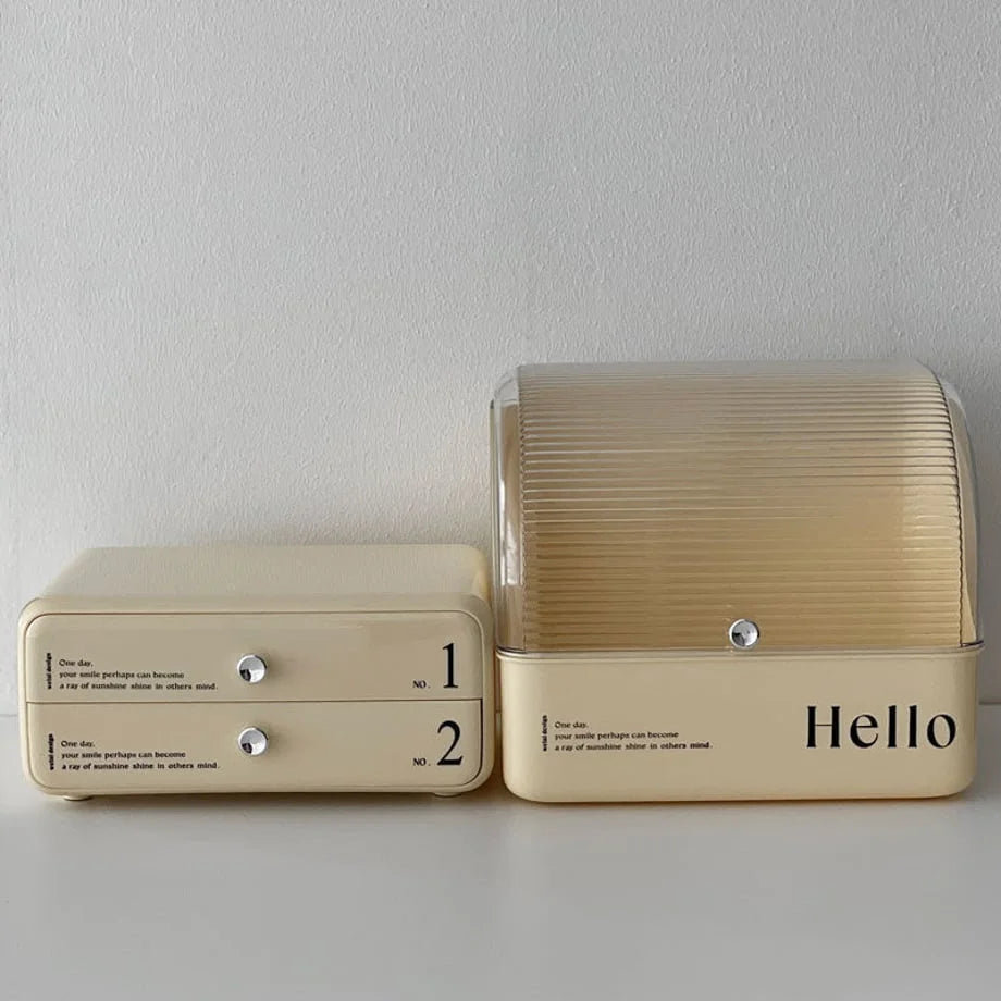 The two modules of the makeup organizer displayed separately against a neutral background.