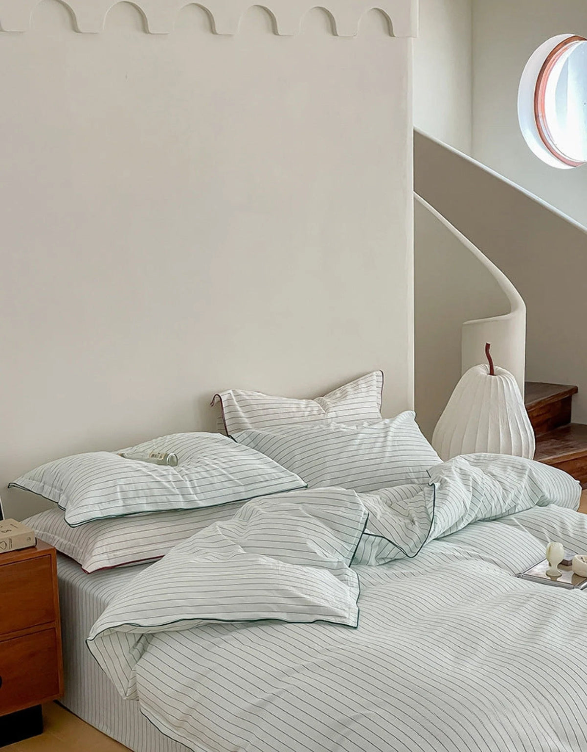 Ashcombe striped cotton bedding detail