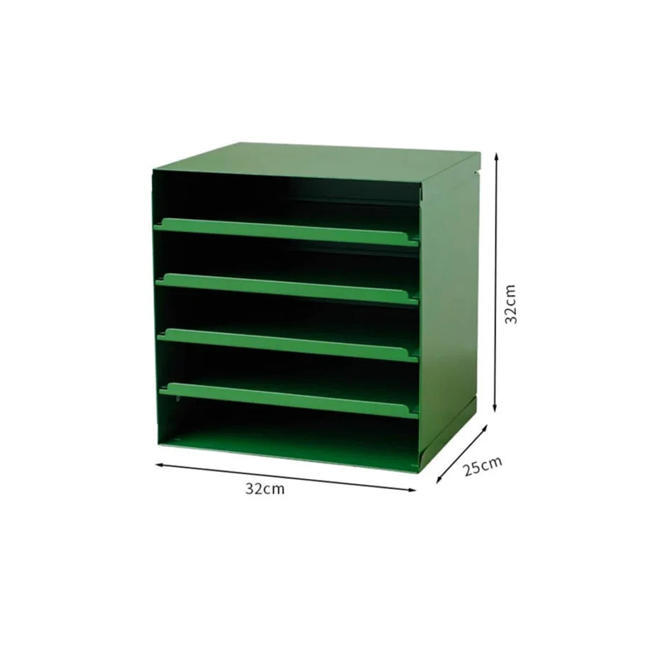 The Kelly Green desktop organizer with dimensions shown: 32cm width, 25cm depth, 32cm height - RoomDen.