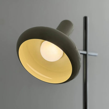 Detail shot of the lamp head with a neutral white light, showing the bulb.