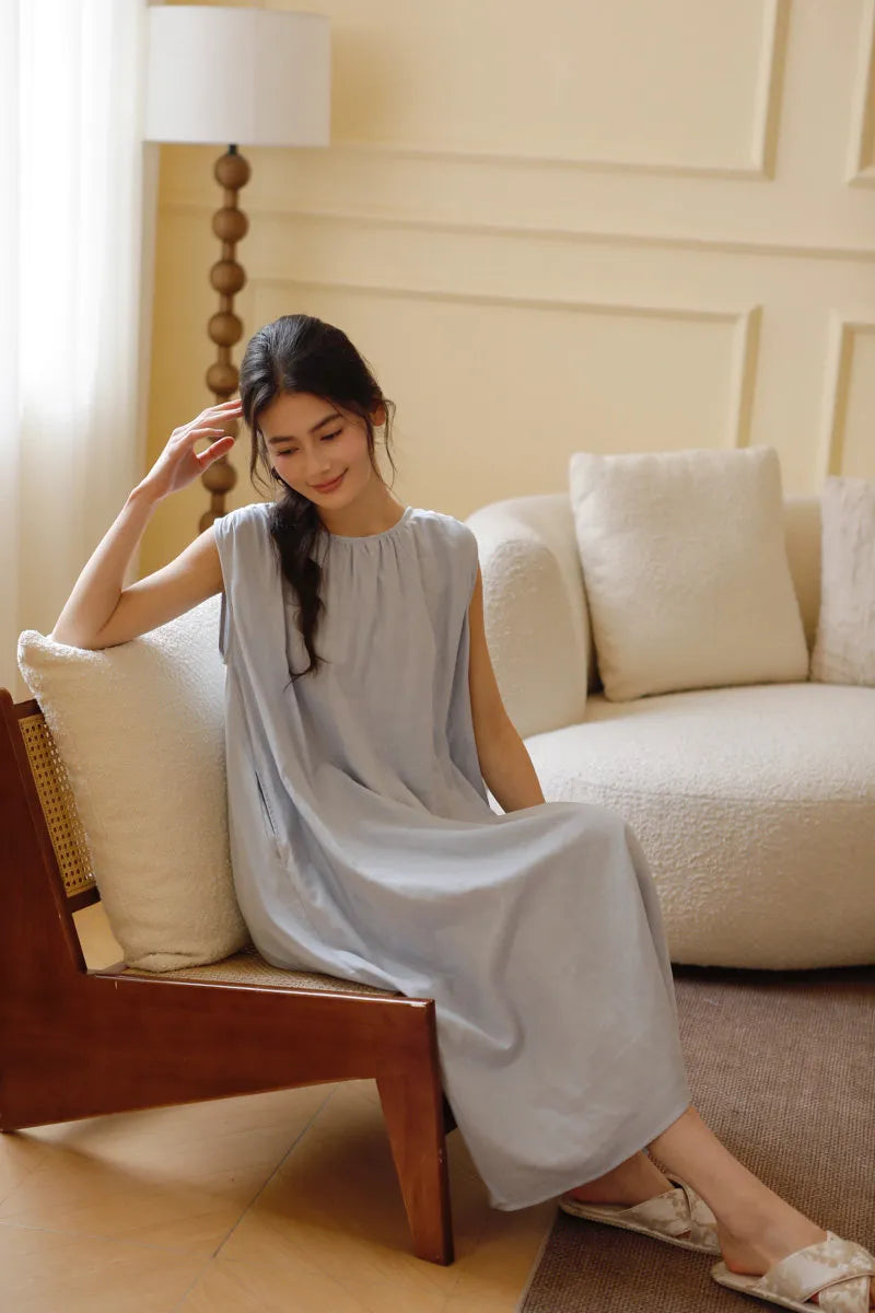 Baby Blue Sitting Pose Comfortable Cotton Pajama - RoomDen