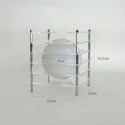 Dimension diagram of the Crystal Clear Caged Lamp indicating its height of 14.5cm and width of 12cm - RoomDen