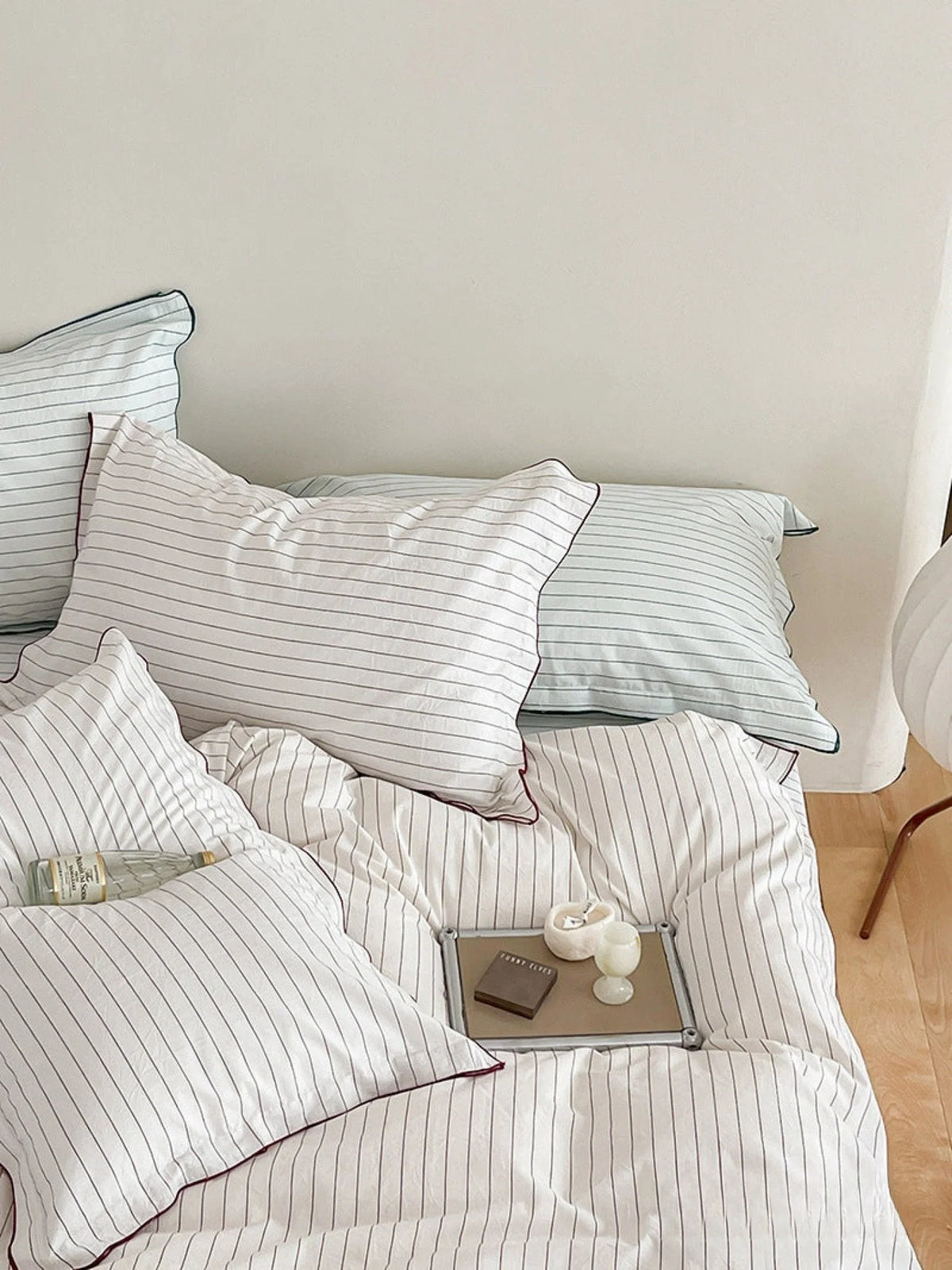 Ashcombe striped cotton bedding detail