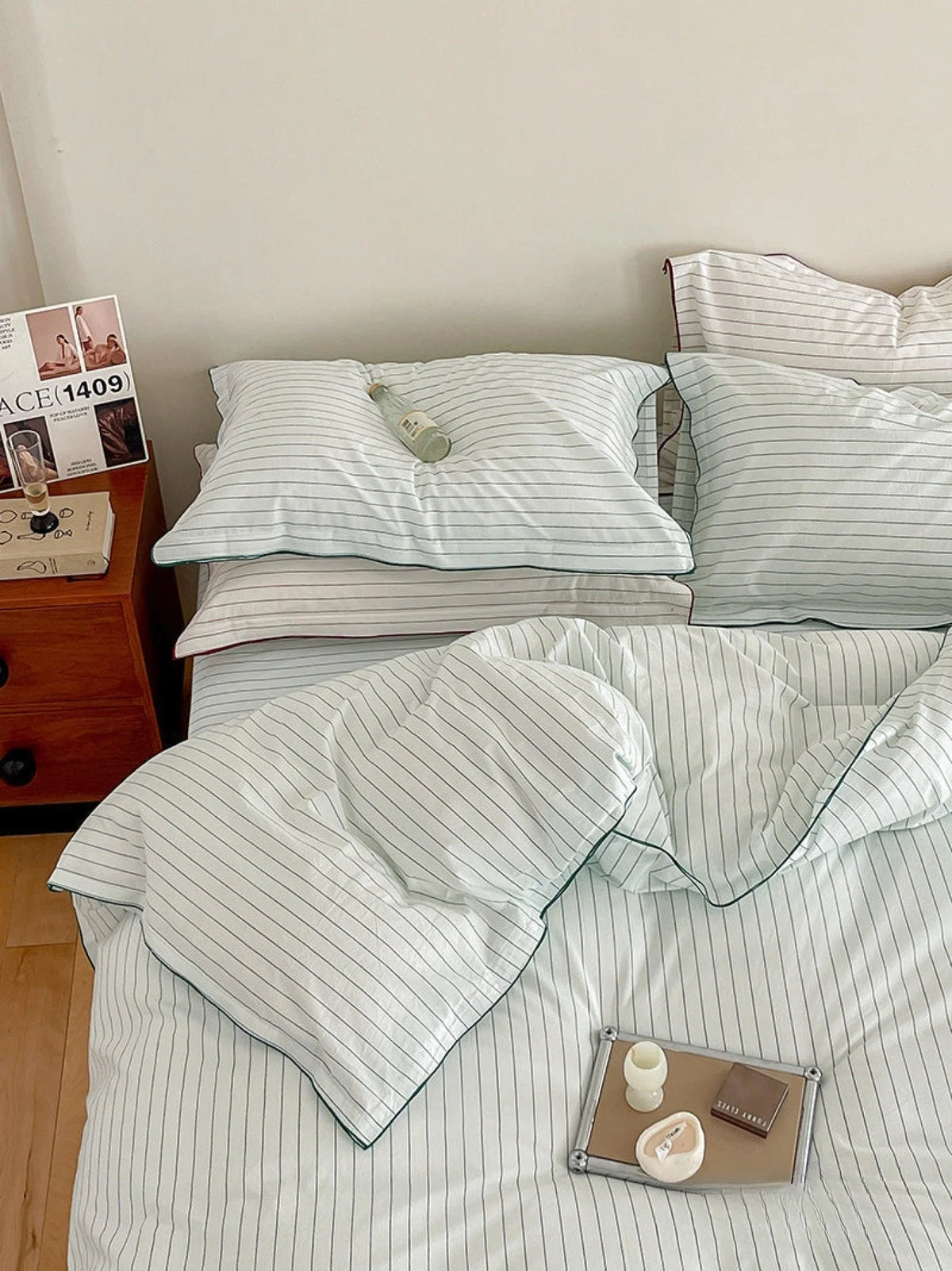 Ashcombe striped cotton bedding detail