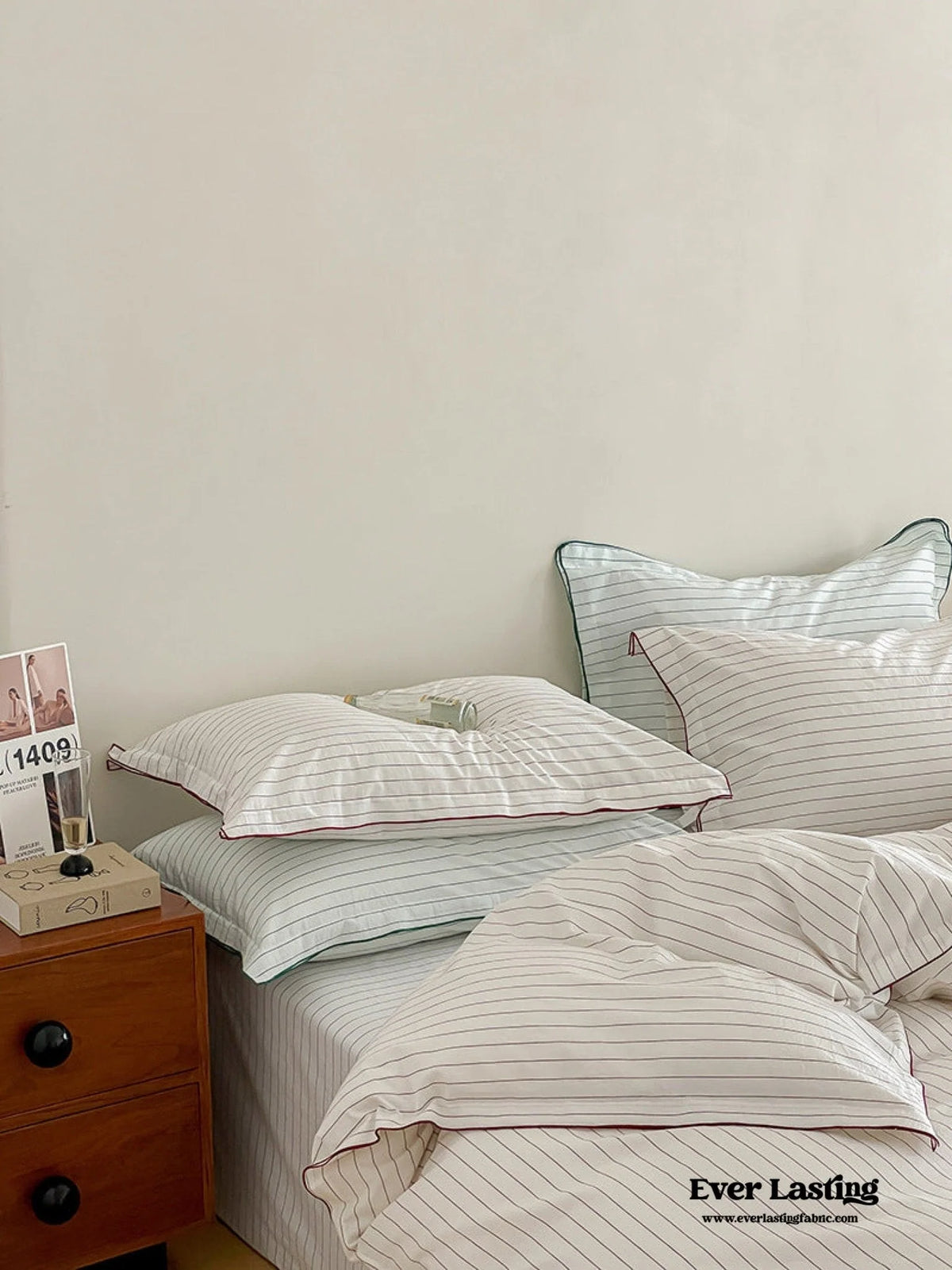 Ashcombe striped cotton bedding detail