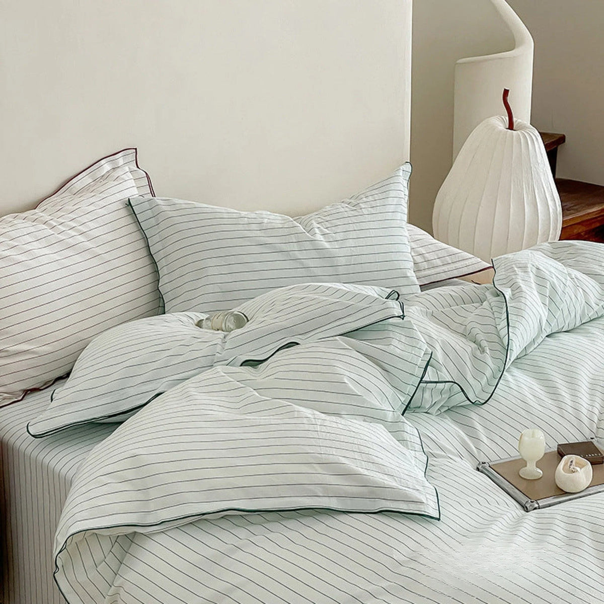 Ashcombe striped cotton bedding detail