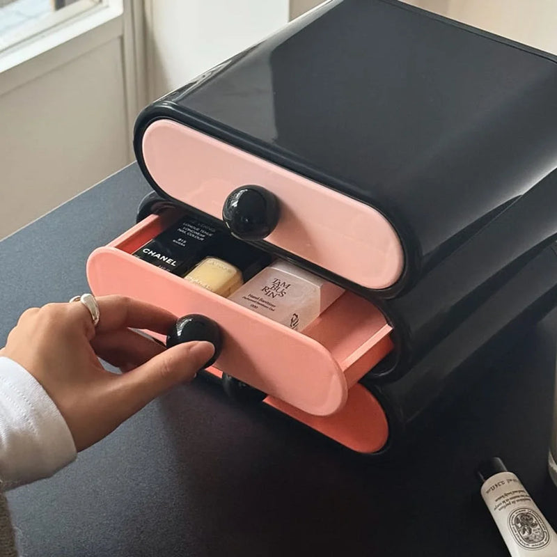 Glossy Wavy Color Block Makeup Organizer