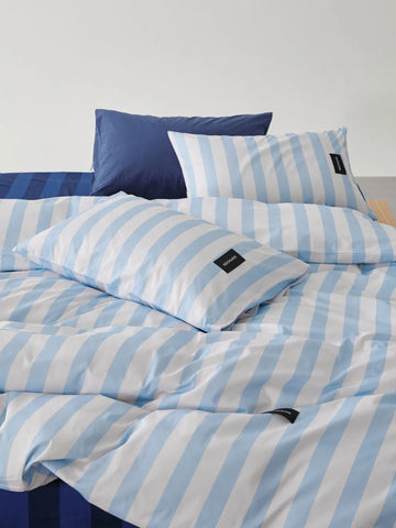Blue Cabana Stripe Cotton Bedding Set