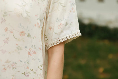 Close Up of Intricate Lace Trim on Pajama Sleeve - RoomDen