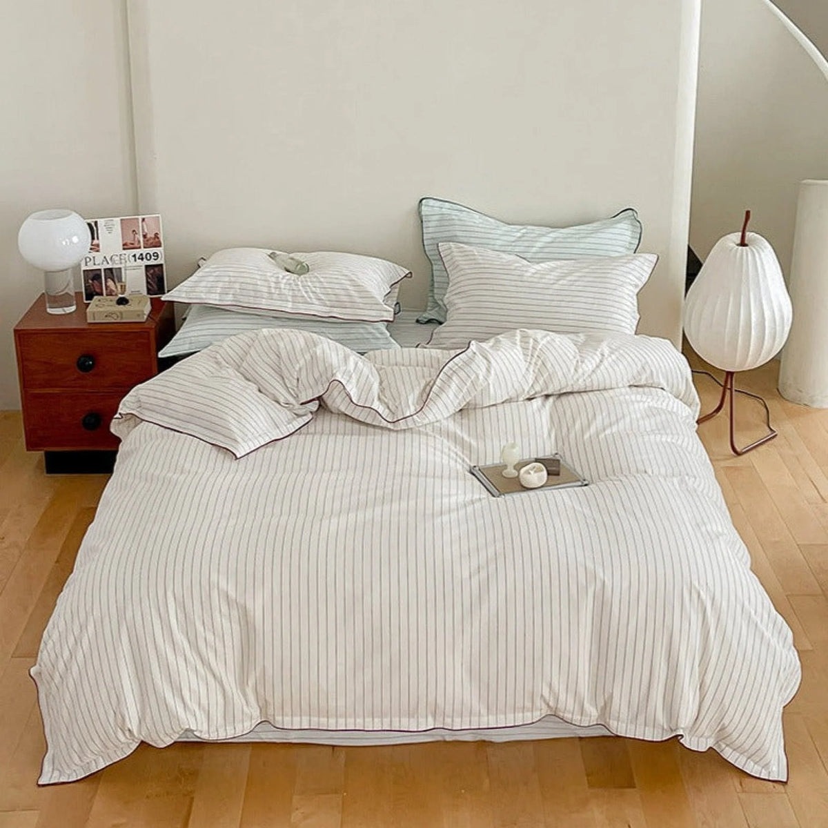 Ashcombe striped cotton bedding detail