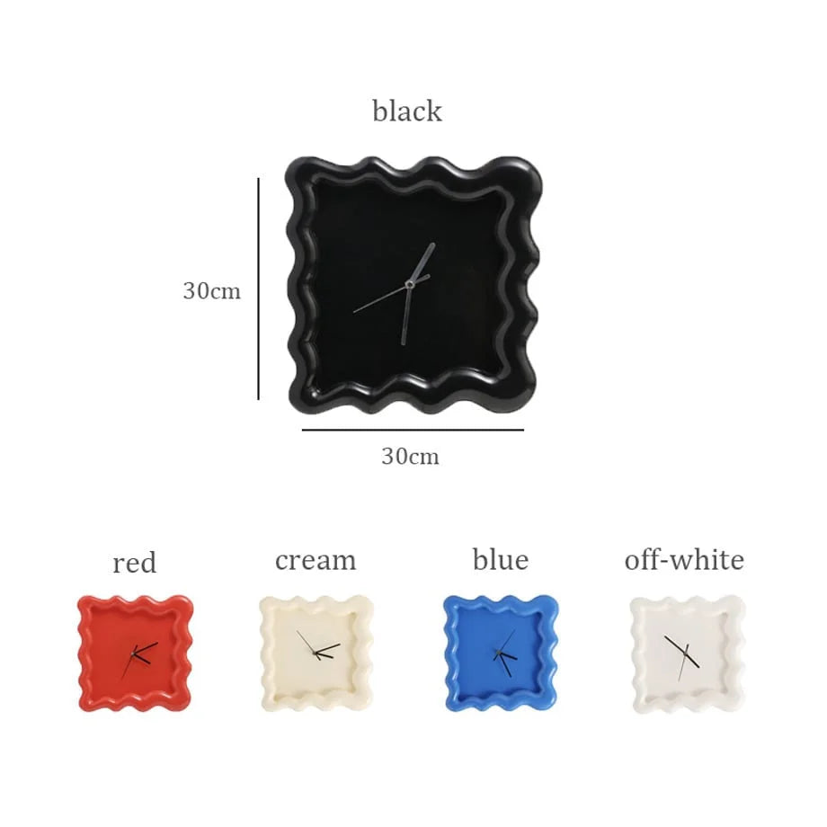 Product image showing dimensions (30x30cm) and all five color variants: black, red, cream, blue, and off-white. - RoomDen