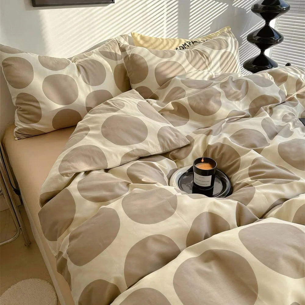 Beige Polka Dot Duvet Cover Texture Close Up - RoomDen
