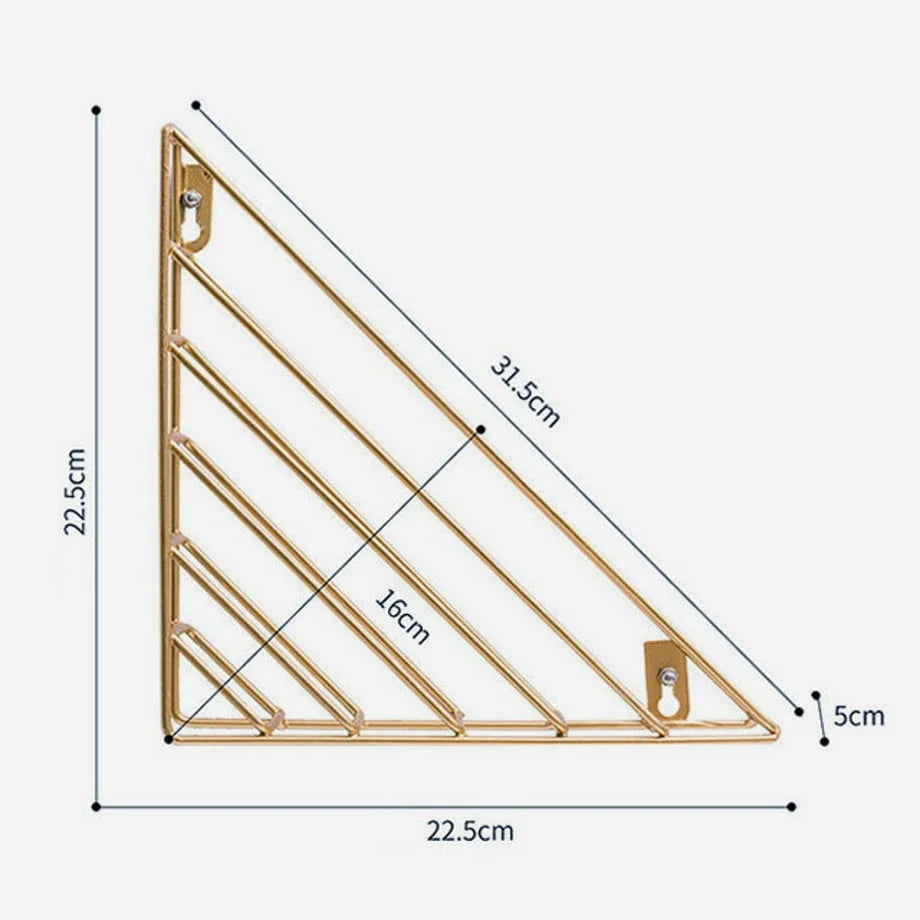 Diagram showing the dimensions of the Geometric Metal Magazine Rack: 22.5cm by 22.5cm by 5cm - RoomDen