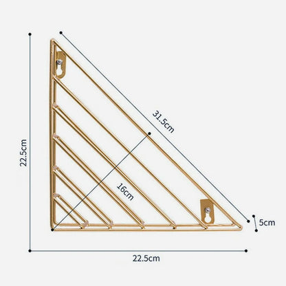 Diagram showing the dimensions of the Geometric Metal Magazine Rack: 22.5cm by 22.5cm by 5cm - RoomDen