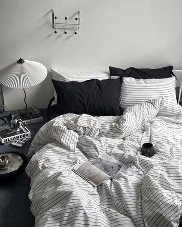 Fine Stripe Washed Cotton Bedding Set