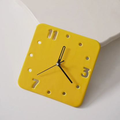 Bright Lemon Yellow Minimalist Cutout Ceramic Table Clock - RoomDen.