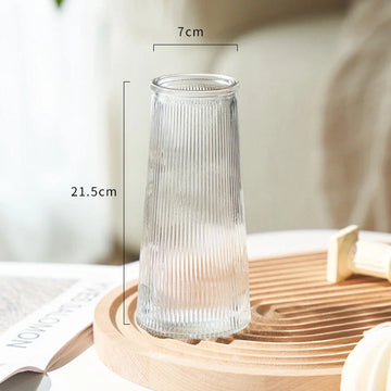 Fluted & Bark Textured Glass Vase for Minimalist Decor