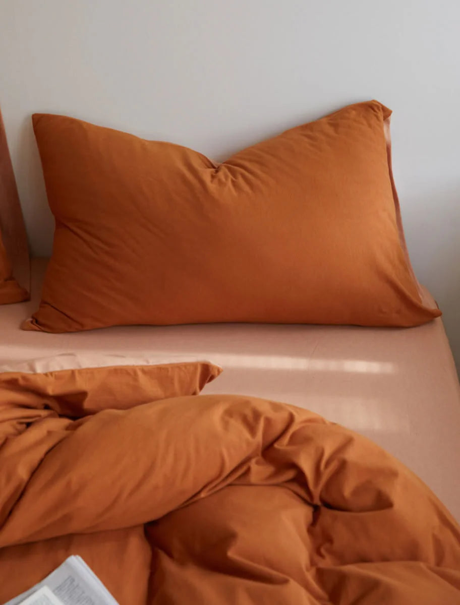 Pillow Detail of Forest & Sage Green Jersey Cotton Bedding - RoomDen