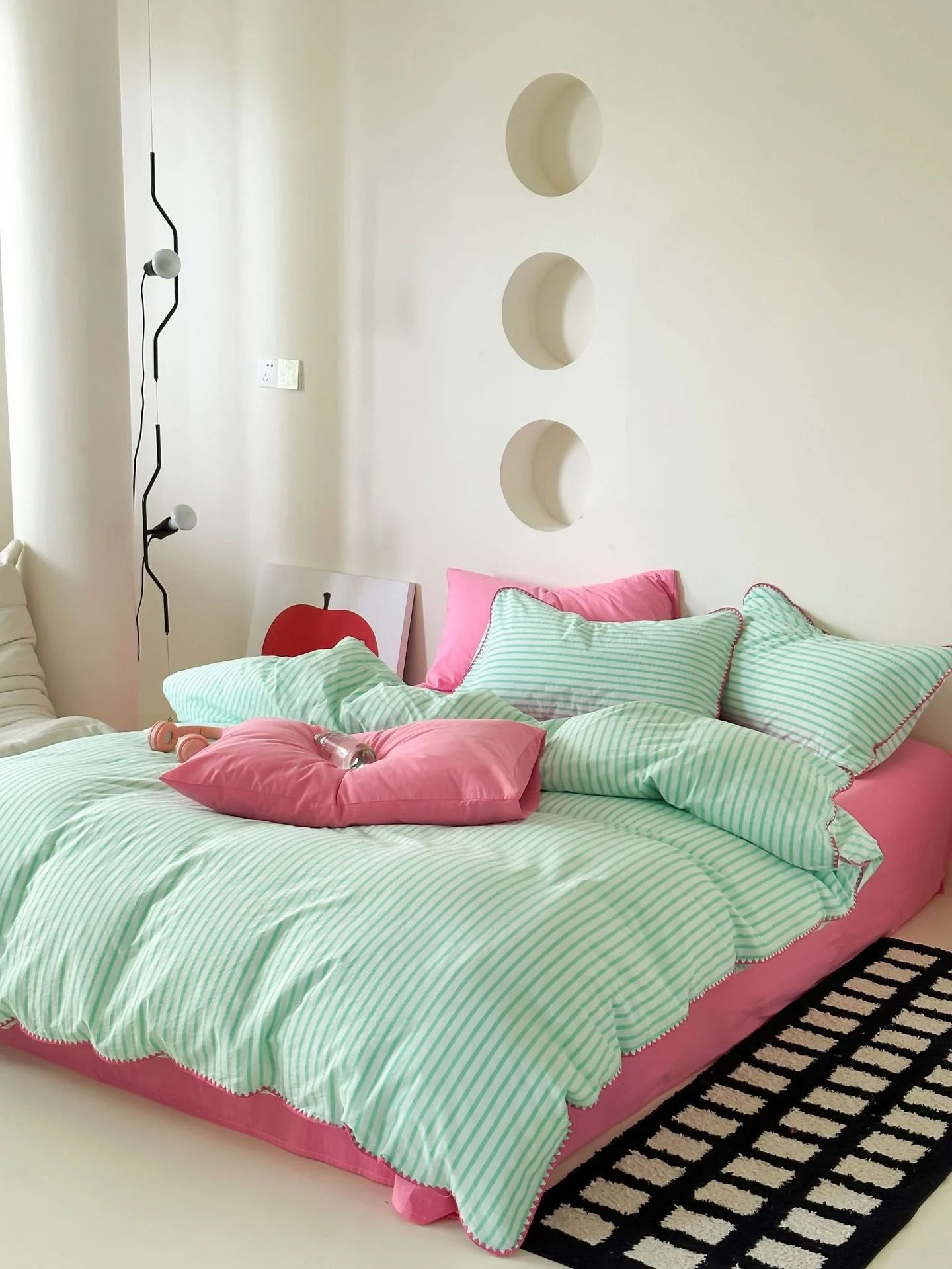 Pastel Mint and Pink Aesthetic Bedding Set - RoomDen