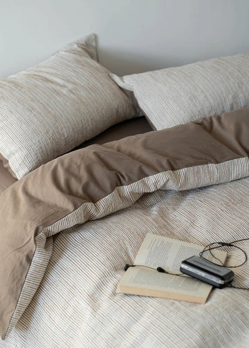 Soren Fine-Stripe Jacquard Washed Cotton Bedding Set